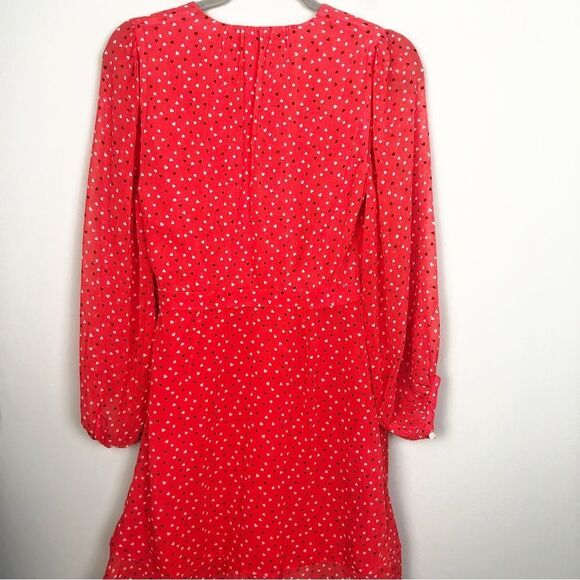 BANANA REPUBLIC | NEW Heart Print Red Wrap Style Mini Dress Women’s Size 2 - Picture 11 of 13